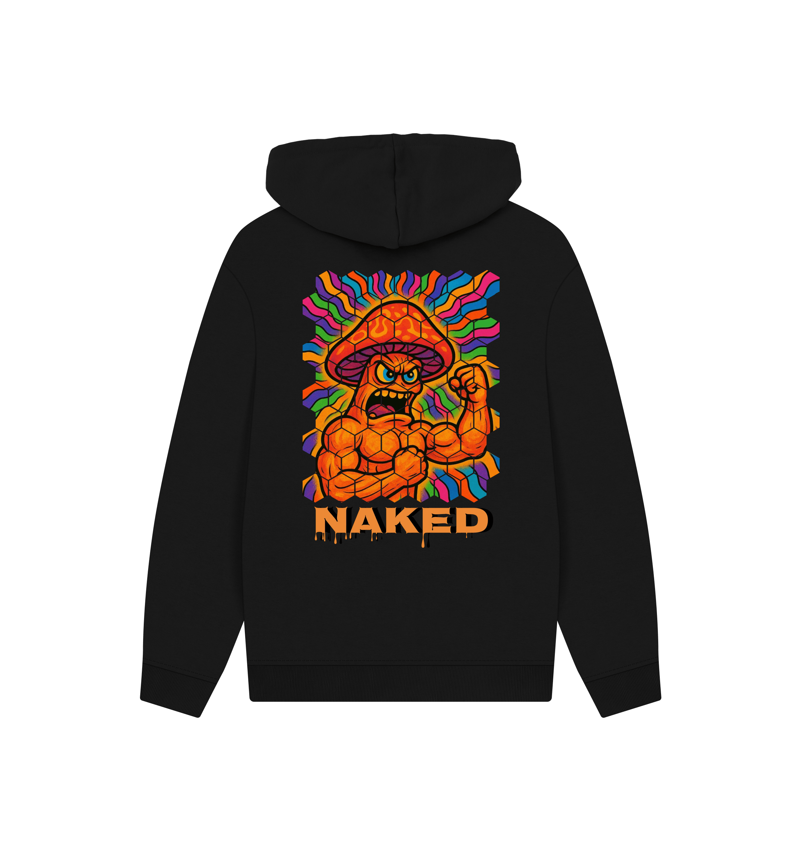 Black Printed Hoody Back