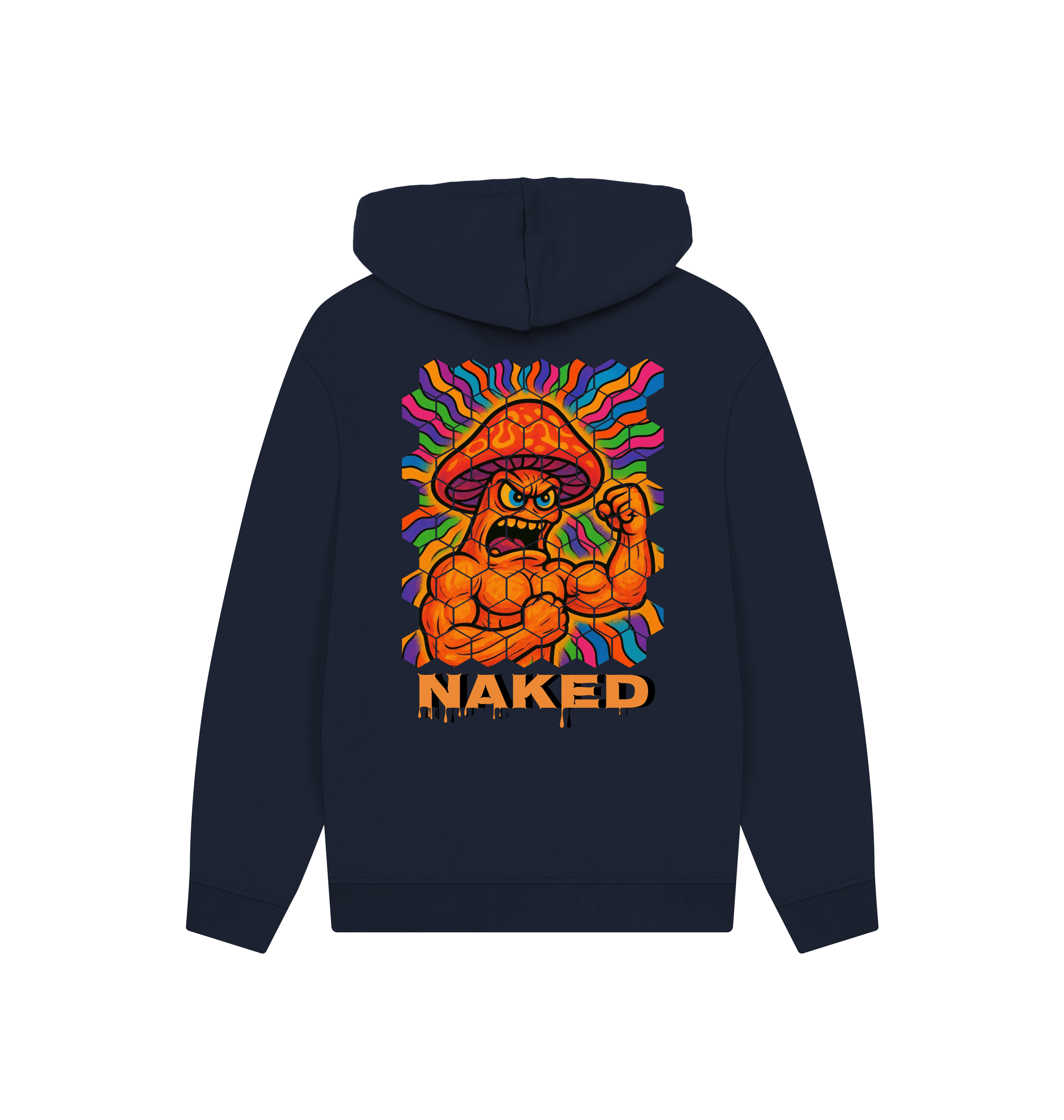 Navy Printed Hoody Back